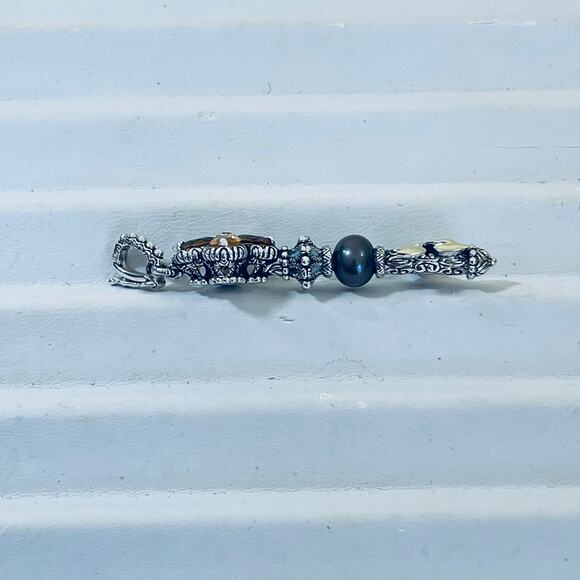 Barbara Bixby Pendant Enhancer Sterling 18k Gold Citrine Garnet Pearl Key Silver - Picture 7 of 14